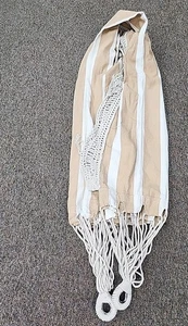 NEU Amazon Basics Doppelhängematte Ersatz für einen 9' Ständer beige Streifen mit Spitze - Bild 1 von 6