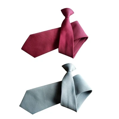 Solid Color Ties Clip Closure Neck Tie for Gentlemen Business Necktie Suits Male - Image 1 of 4