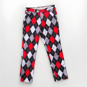 Royal and Awesome Men`s Golf Pants Diamonds in the Rough Red Argyle Pants 33x30 - Picture 1 of 7