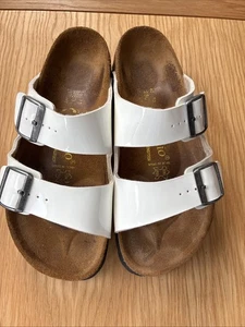 Birkenstock Papillio Arizona White Gloss Platform Sandals UK 7 - Picture 1 of 8