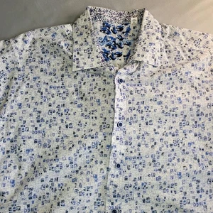 Robert Graham Shirt Mens L White Cocktail Geometric Tailored Fit Button Up - Picture 1 of 9