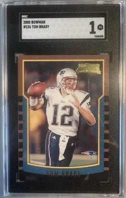 Tom Brady 2000 Bowman #236 Rookie Card SGC 1 - CLEANEST 1 EVER SHOULD REGRADE - Image 1 of 2