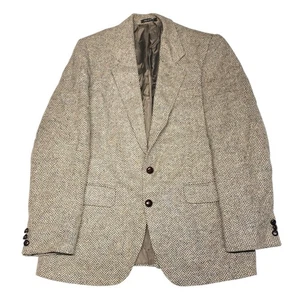 Vintage Donegal Tweed Ireland Size 40 Wool Speckled Herringbone Tweed Blazer - Picture 1 of 12