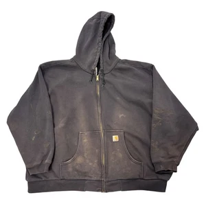 Vintage Carhartt Full Zip Hoodie Workwear grau verblasst Fleece gefüttert Herren Größe 5XL - Bild 1 von 7