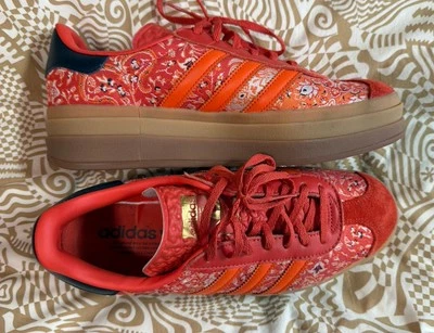 Adidas Gazelle Bold Preloved Red/Orange Paisley print Women’s size 10  - Image 1 of 4