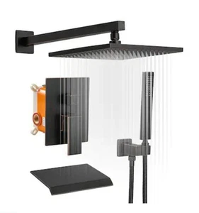 BWE A-95010-ORB 12" Square Bathroom Shower Combo Set In Oil Rubbed Bronze - Imagen 1 de 5