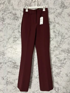 Express Supersoft Twill Pant Women Sz 00R Boot High Rise Maroon Stretch NWT - Picture 1 of 6