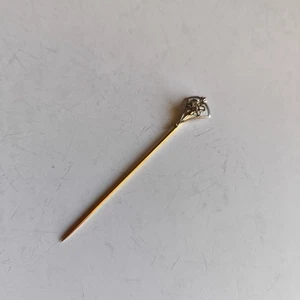 Vintage 10K Gelbgold Floral gerade Pin mit Minenschliff Diamant Akzent Retro - Bild 1 von 4