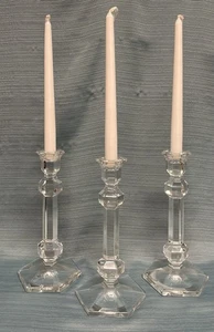 3er Set VAL ST. LAMBERT Kristall Kerzenständer GARDENIEN MUSTER handsigniert - Bild 1 von 13