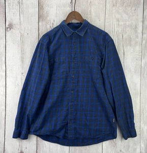 Patagonia Mens Fjord Flannel Plaid Button Down Shirt Large Organic Cotton Blue - Picture 1 of 15