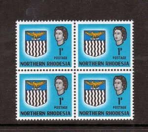N.RHODESIA, QE11 1963 DEFINS, 1d SG 76, BLOCCO NUOVO 4, CAT £6 - Foto 1 di 1