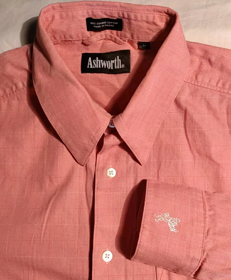 Camisa de vestir Ashworth Golf ⛳ rosa con botones manga larga peine algodón M de colección nueva sin etiquetas Foto 1 de 4