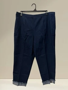 NWT Alfred Dunner Pull On Denim Elastic Waist Detail Hem Pants Womens Plus 20W - Picture 1 of 4