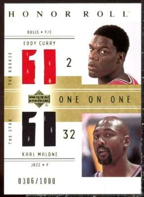 Eddy Curry JSY RC/Karl Malone JSY Card 2001-02 Upper Deck Honor Roll #123  - Image 1 of 2