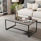 Industrial Coffee Table Rectangular Metal Frame Grey Modern Portable Living Room