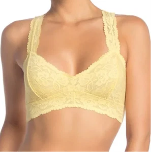 Free People Galloon Lace Bralette Womens Large Lemon Racerback New - Picture 1 of 13