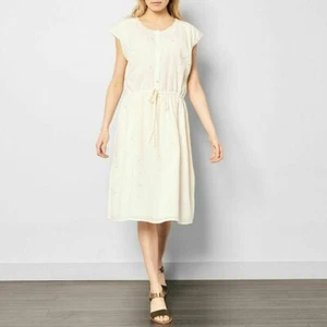 Des Petits Hauts Etretat Shimmer Ivory Midi Dress Cotton Tie Kimono S New 203644 - Picture 1 of 7