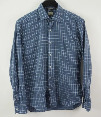 Рубашка мужская Culturata большая с длинным рукавом синяя белая жаккардовая клетчатая хлопковая на пуговицах - Изображение 1 из 4