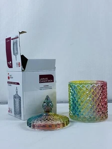 Red Cherry JARVIS CANDY BOX, Multi Color Crystal Cut Glass Candy Box/Container - Picture 1 of 13