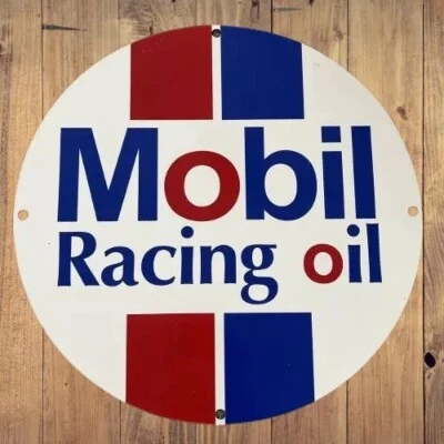 Mobil Racing oil Rare Porcelain Enamal Heavy Metal 30 inches Double Side - Image 1 of 2