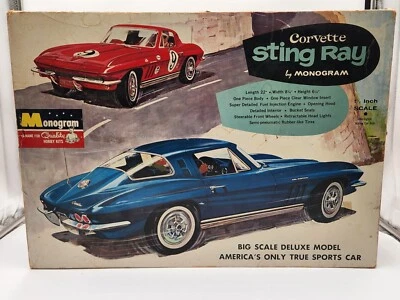 1965 Monogram CORVETTE STING-RAY 1/8 Model Kit PC126 - See Pictures - Image 1 of 4