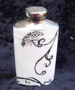 Epiag Czech Powder Shaker White with Silver Floral Design Cork Stopper - Picture 1 of 5
