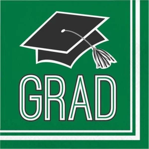 Emerald Green 36 ct Beverage Napkins Value Size Graduation School Spirit - Picture 1 of 1