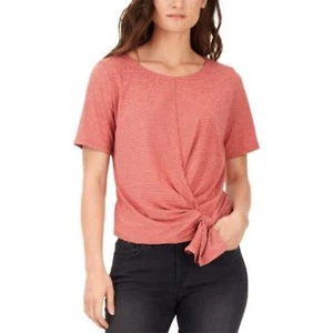 William Rast Damen XS rot gestreift Tie Front Tee Shirt Kurzarm Oberteil - Bild 1 von 6