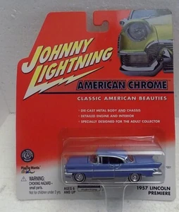 JOHNNY LIGHTNING - AMERICAN CHROME - 1957 LINCOLN PREMIERE - DIECAST BLUE - Picture 1 of 2