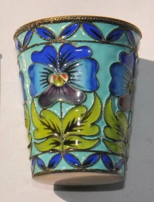 ✅ РУССКИЙ СОВЕТСКИЙ СЕРЕБРЯНЫЙ ВОДКИ ЧАШКА ЭМАЛИ КАРТИНА КОВШ ЧАША КОВШ СТАКАН - Изображение 1 из 4