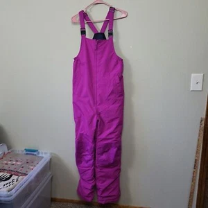 Land's End girl Pink Adjustable Straps Insulated Snow Ski Pants Overall Size 16H - Picture 1 of 12
