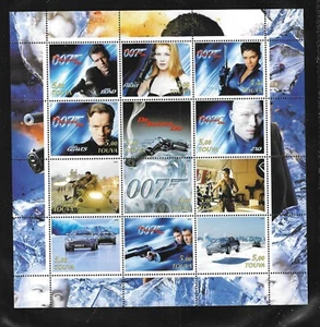2003 Russland Tuva 007 Stanze Another Day 12 Briefmarken Block James Bond Film - Bild 1 von 1