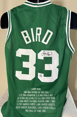 LARRY BIRD AUTOGRAPHED SIGNED BOSTON CELTICS JERSEY JSA WITNESSED COA & BIRD HOL - Image 1 of 3