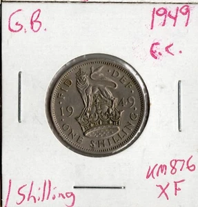 Moneda Gran Bretaña 1 chelín 1949 KM876, Jorge VI, escudo inglés - Imagen 1 de 4