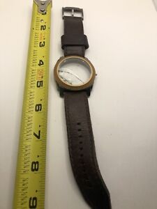 Fossil Watch Parts 2 Piece Band Case Broken Crystal 22mm Brown Leather Py156