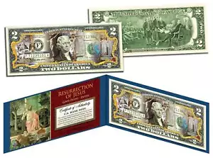 HAPPY EASTER * Religious Gift * Colorized $2 Bill U.S. Legal Tender with Folio - Picture 1 of 1