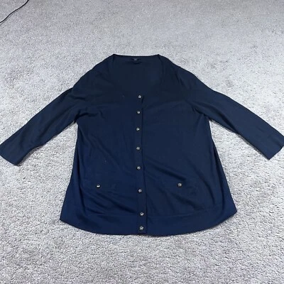Talbots Women’s Navy Cardigan Sweater Gold Buttons Size 1XP - Image 1 of 4
