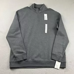 Croft Barrow Sweatshirt Men Large Gray Extra Soft 1/4 Zip Mock Neck Pullover NWT - Picture 1 of 9