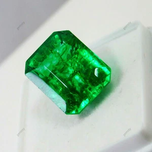 Emerald 10.20 Ct CERTIFIED Natural Green Emerald Cut Colombian Loose Gemstone - Picture 1 of 9