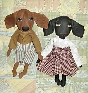 Buy 2 Get the 3rd FREE, PATTERN, Primitive Folk Art Doll, Dachshund Dog Doll - Picture 1 of 2
