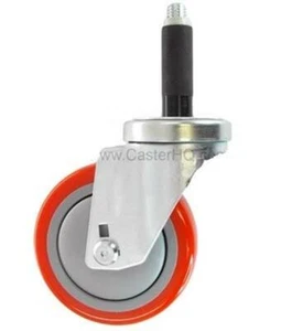 Rueda giratoria CasterHQ - 4"" X 1-1/4"" | rueda de poliuretano rojo sobre poliolefina | 3/ - Imagen 1 de 1