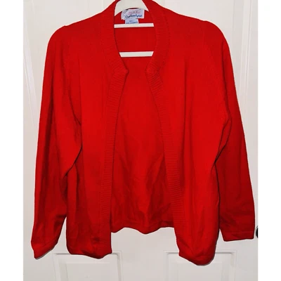 Vintage Ballantyne Red Cashmere Open Cardigan Sweater Made in Scotland Medium - Image 1 of 4