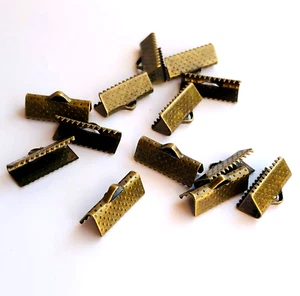 30X Cable plegable de bronce plano extremo 16 mm Conector cinta ancha cierre de engarce Hallazgos - Imagen 1 de 5