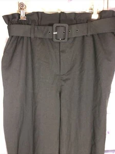 Danielle Bernstein M NWT Pants Black Paperbag Waist Belt Stretch - Picture 1 of 12