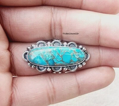 Anillo de boda de plata esterlina 925 azul cobre turquesa anillo hecho a mano Foto 1 de 4