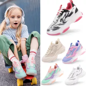 DREAM PAIRS Kids Girls Sneakers Jelly Sole Lace up Lightweight Walking Shoes - Picture 1 of 37
