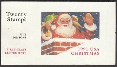 US 2581b 2582a-2585a BK194 Christmas First Class 29c booklet 20 A11111 MNH 1991 - Image 1 of 4