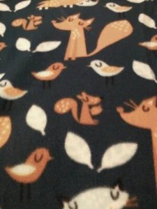 forest friend tied fleece blanket one layer multi color  52 L x 56 W - Picture 1 of 3