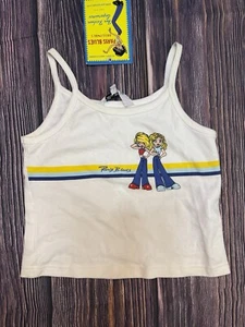 Vintage 1990's Y2K Era Deadstock Paris Blues Cropped Babydoll Tank Top - Picture 1 of 7