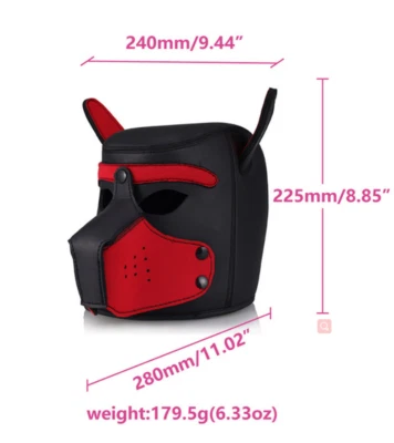Padded Latex Rubber Role Play Dog Mask Puppy Cosplay Full Head for Couples BDSM - Image 1 of 4